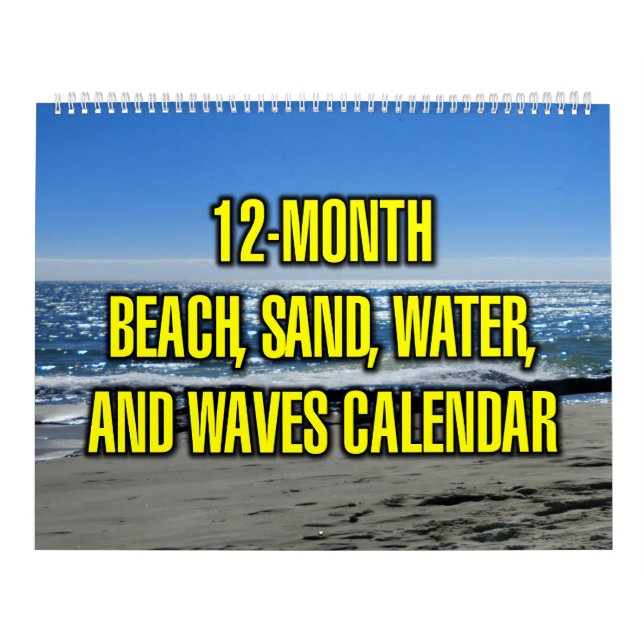 Calendrier Plage de 12 mois, sable, eau et vagues (Protection)