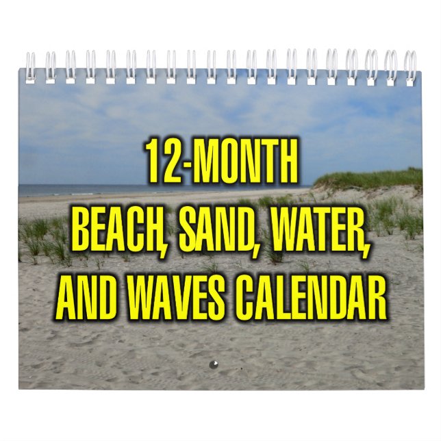 Calendrier Plage de 12 mois, sable, eau et vagues (Protection)
