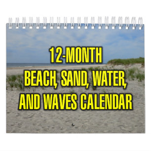 Calendrier Plage de 12 mois, sable, eau et vagues