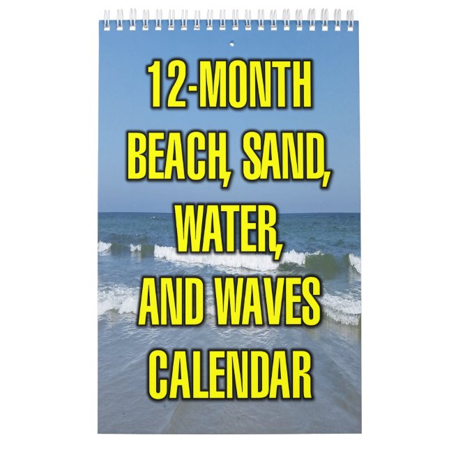 Calendrier Plage de 12 mois, sable, eau et vagues (Protection)