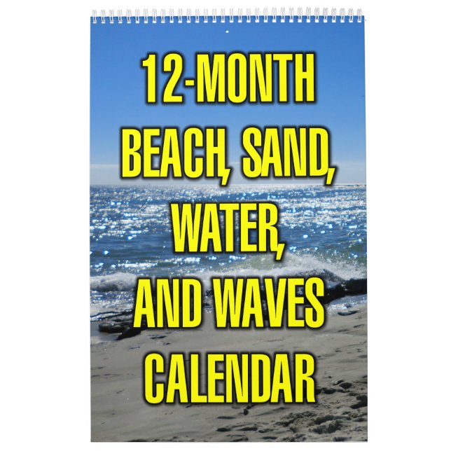 Calendrier Plage de 12 mois, sable, eau et vagues (Protection)