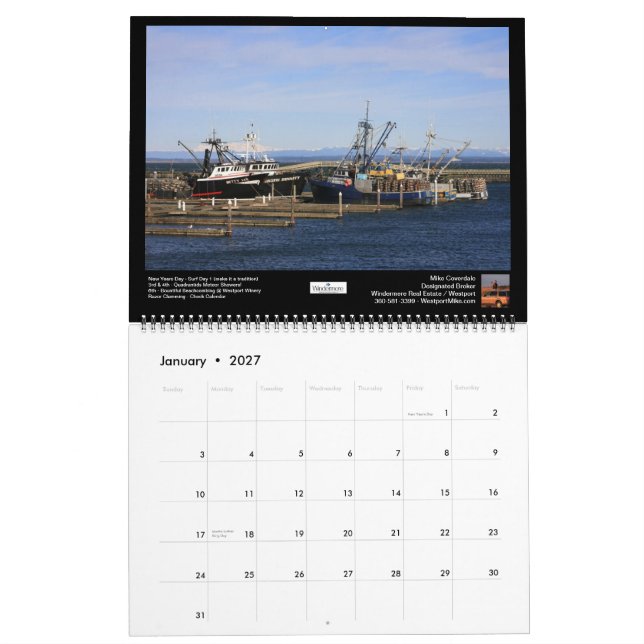Calendrier Plage du sud Windermere 2013 pittoresque (Jan 2027)