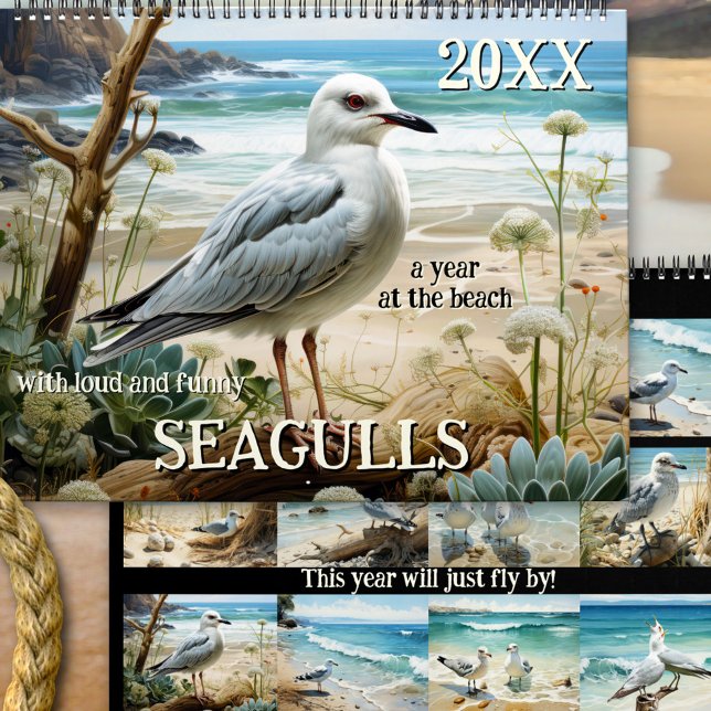Calendrier Plaisir Seagull Art Coastal (A fine art calendar featuring paintings of seagulls. Great for anyone who loves birds and beach)