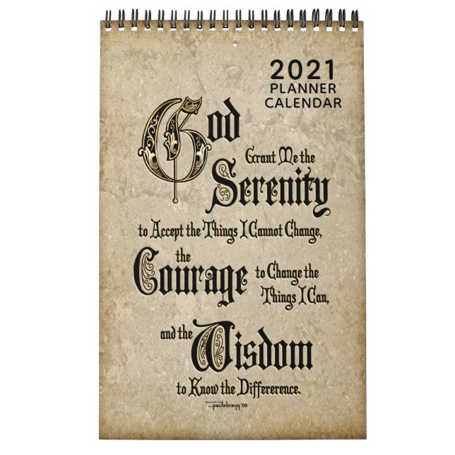 Calendrier Planificateur de cadeaux Serenity Prayer Recovery  (Protection)