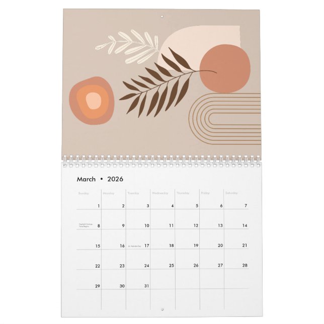 Calendrier Plante de la feuille Boho Sun Arch (Mar 2026)