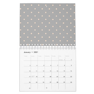 Calendrier Point blanc fond gris élégant pois pointillé