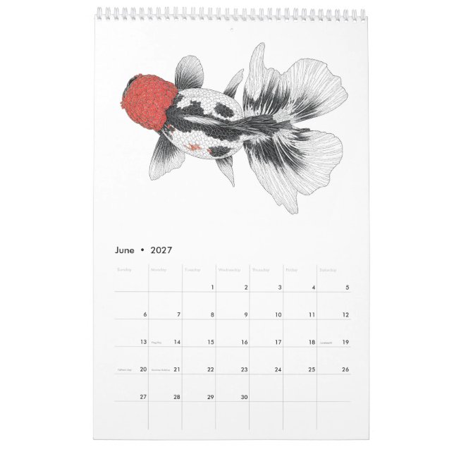 Calendrier Poisson Rouge 2027 (Jun 2027)