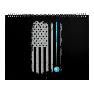 Calendrier Pool Sticks Billiards 8 Ball Usa American Flag
