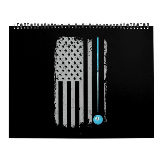 Calendrier Pool Sticks Billiards 8 Ball Usa American Flag (Protection)