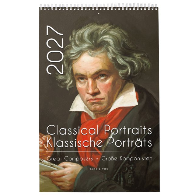Calendrier Portraits Classiques de 12 Compositeurs, 2027 (Protection)