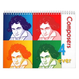 Calendrier Portraits De Compositeurs Classiques, Style Cartoo