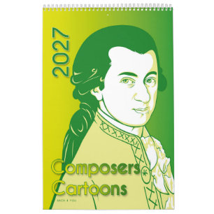 Calendrier Portraits de compositeurs classiques, style cartoo