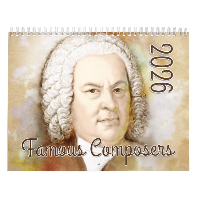 Calendrier Portraits de compositeurs en Aquarelle, 2026 (Protection)