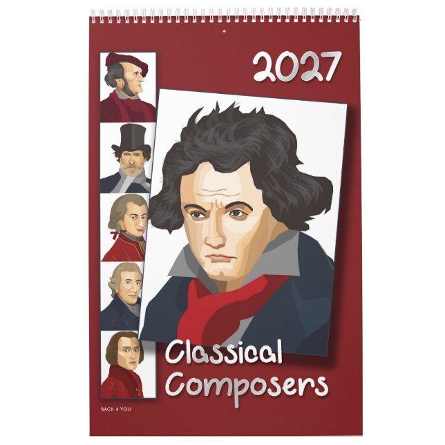 Calendrier Portraits de compositeurs, style moderne, 2027 (Protection)