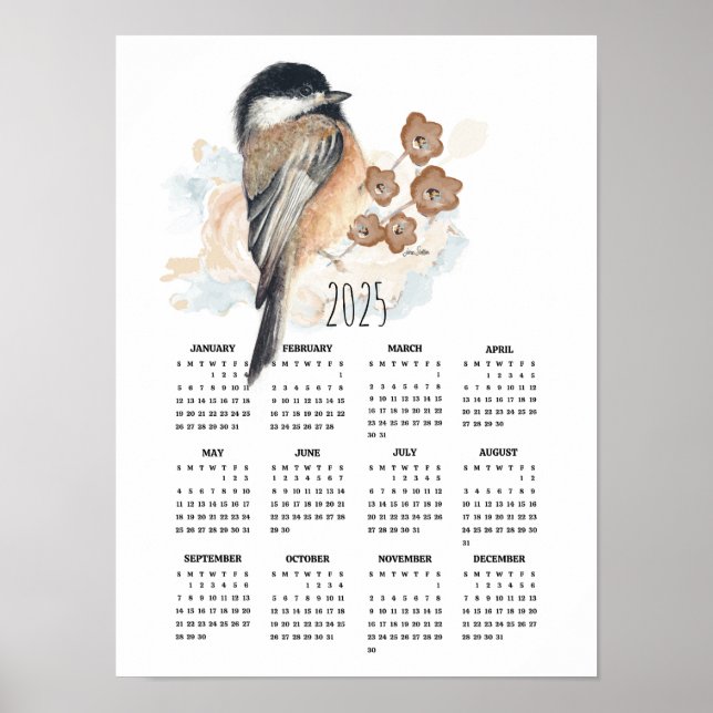 Calendrier Poster 2025 de la Mésange Suave (Devant)