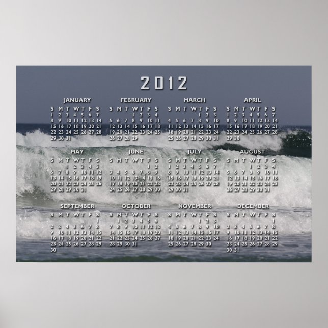 Calendrier Poster de Vagues Océaniques (Devant)
