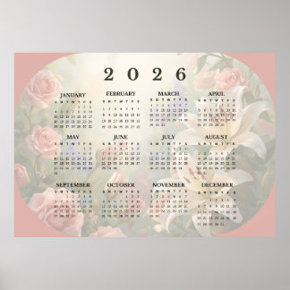 Calendrier Poster Mural Horizontal 2026