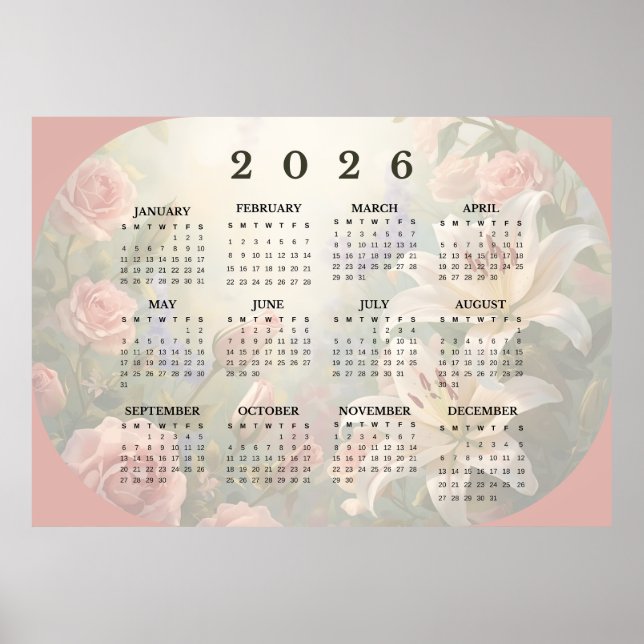 Calendrier Poster Mural Horizontal 2026 (Devant)