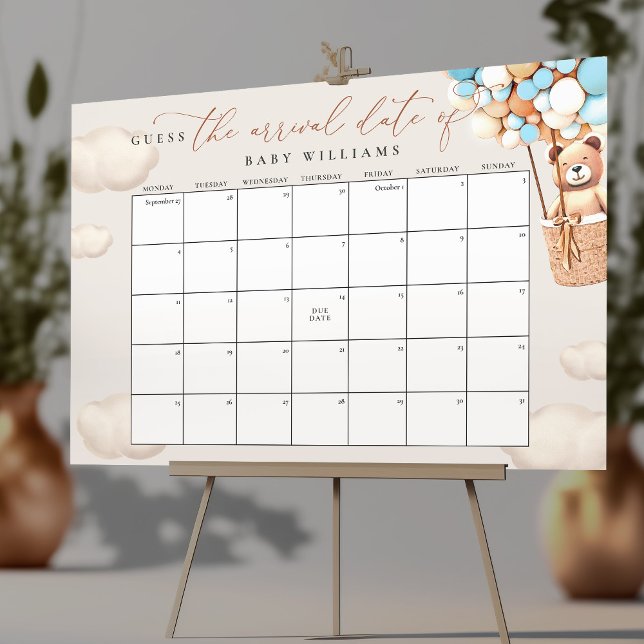 Calendrier pour deviner la date prévue Poster Bleu (Créateur téléchargé)