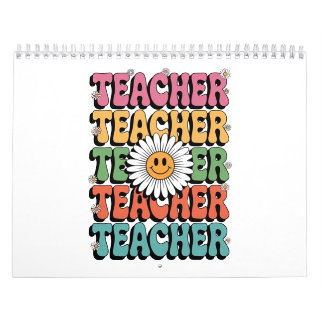Calendrier Prof Enseignant Mignon Fleur de Marguerite Rétro R (Protection)