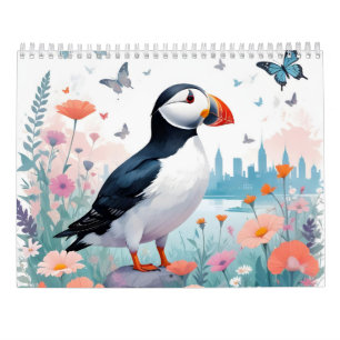 Calendrier Puffin Vintage Animal Nature Environnement Décor A
