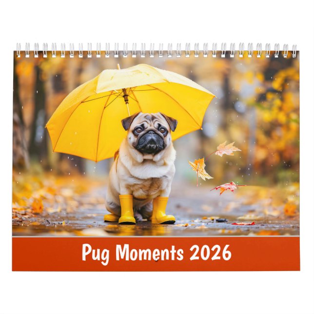 Calendrier Pug Moments 2026 – A Year of Charm & Whiskers (Protection)