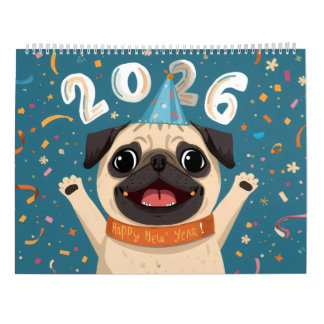 Calendrier “Pugs of Joy: A 2026 Calendar” Cute Pug Calendar