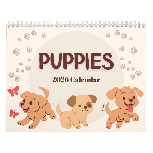 Calendrier Puppies 2026 Calendar (Protection)