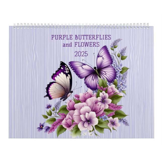 CALENDRIER PURPLE BUTTERFLIES ET FLEURS 2025 (Protection)