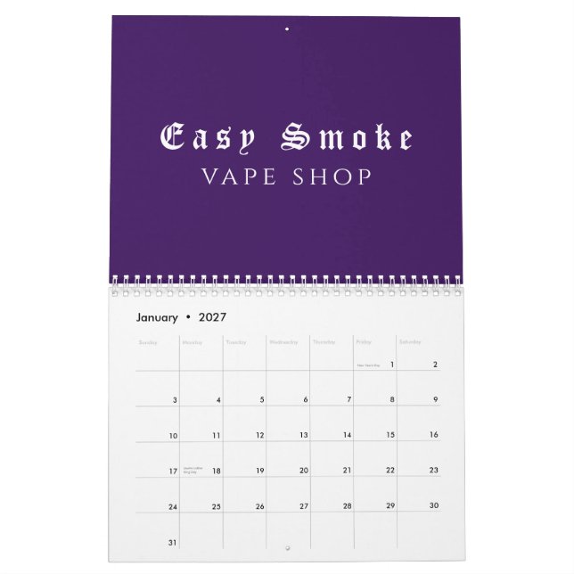 Calendrier Purple Smoke Vape Boutique (Jan 2027)