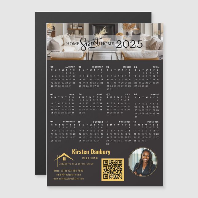 Calendrier QR 2025 Custom Real Estate Marketing (Devant / Derrière)