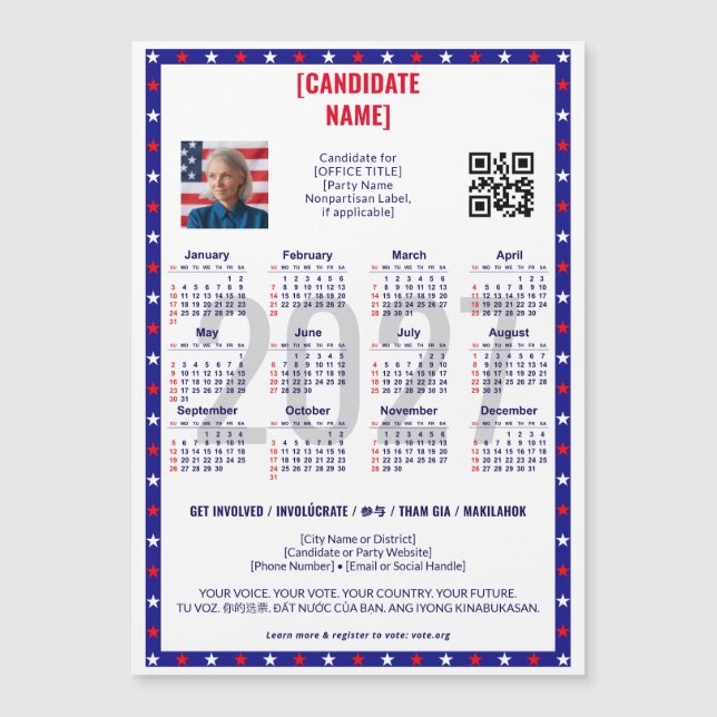 Calendrier QR Code Élection Politique Patriotique  (Devant)