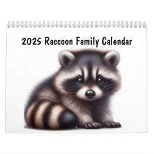 Calendrier Raccoon 2025 Animaux amusants de famille