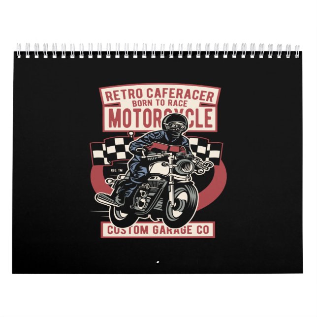 Calendrier racer de café rétro né de la moto de course (Protection)