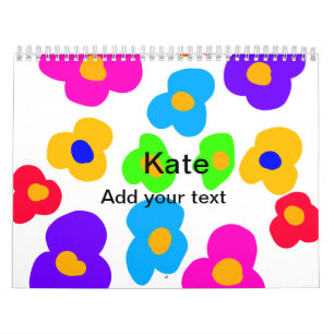 Calendrier Rainbow flower pride amour ajouter nom texte lqbtq