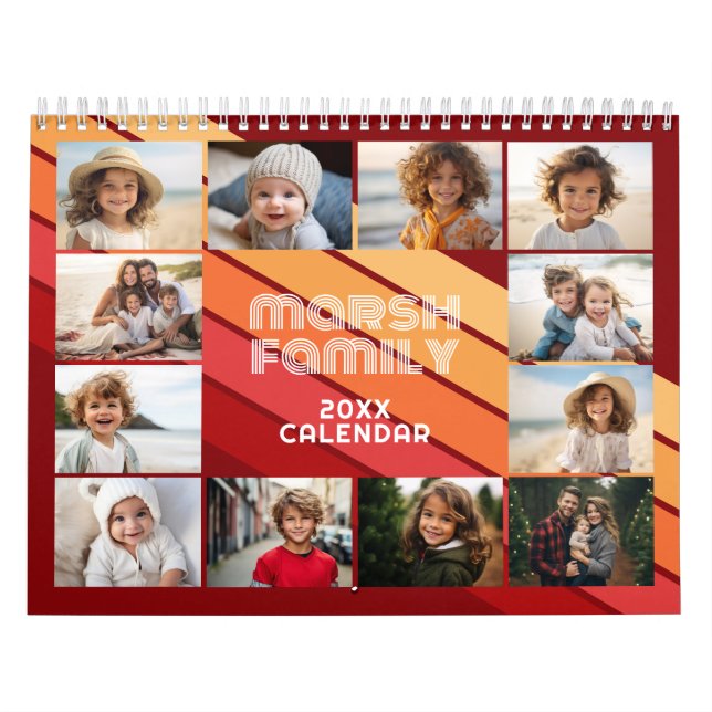 Calendrier Rayure Rétro Photo Complète Chaque Mois (Protection)