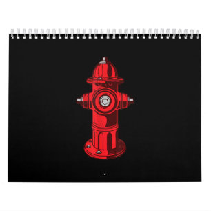 Calendrier Red Graphic Fire Hydrant Pompier Cadeaux de travai