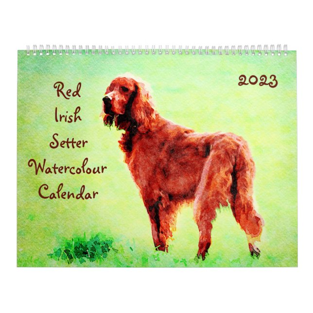 Calendrier Red Irish Setter Chien race propriétaire Lover cad (Protection)