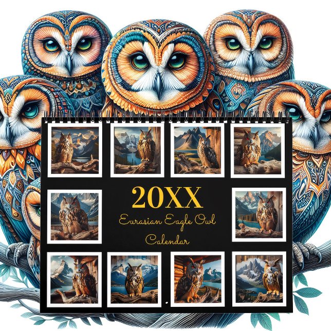 Calendrier Regal Wings : Un hibou d'aigle eurasien Année 20XX (Créateur téléchargé)