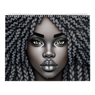 Calendrier Reine Noire Mélanine Afrocentrique Sœur Dreadlocks
