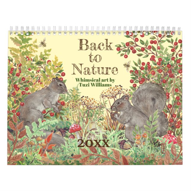 Calendrier Retour À La Nature Illustrations Animales Mignons  (Protection)