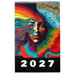 Calendrier Rétro Art Psychédélique des Années Soix