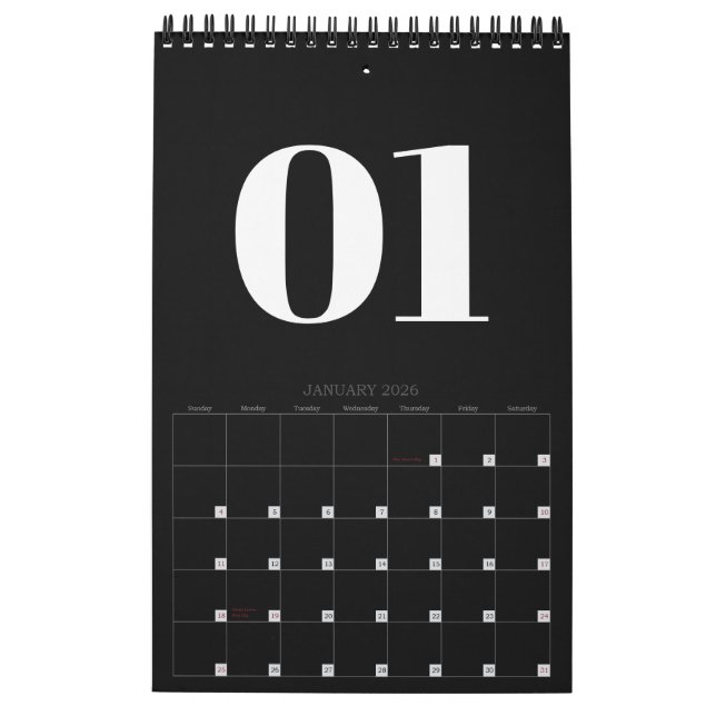 Calendrier Retro Black and White No Photo 2026 (Jan 2026)