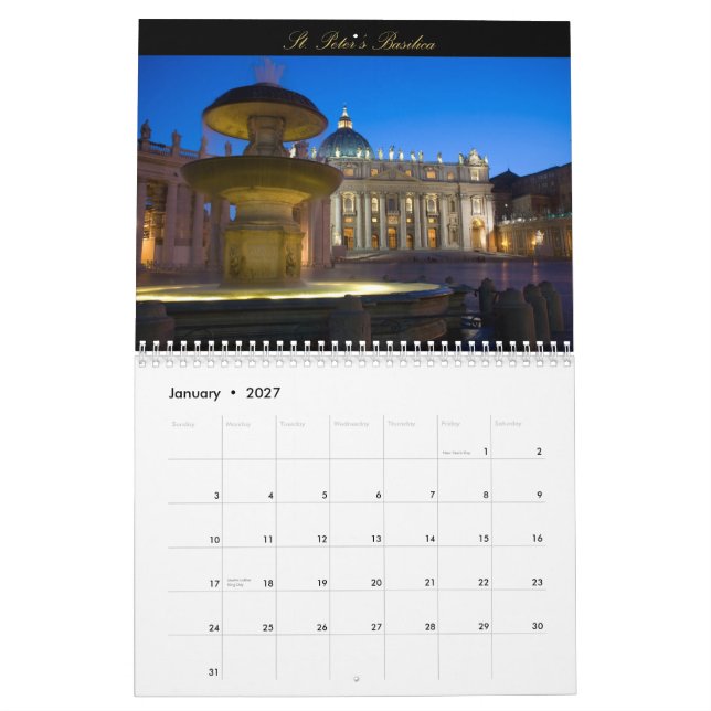 Calendrier romantique de Rome 2010 (Jan 2027)