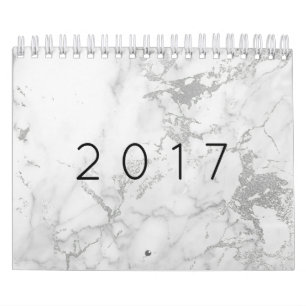 Calendrier Rose argenté gris blanc de marbre d'or