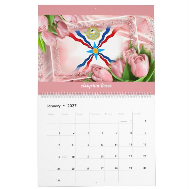 Calendrier Rose assyrien 2024 (Jan 2027)