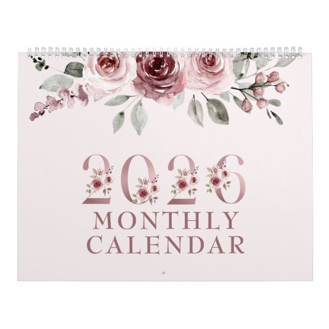 Calendrier Rose Élégante Rose Pâle 2026 (Protection)