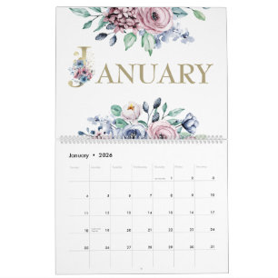 Calendrier Rose Élégante Rose Pâle 2026