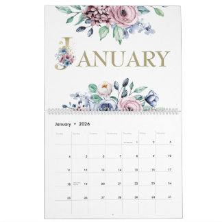 Calendrier Rose Élégante Rose Pâle 2026