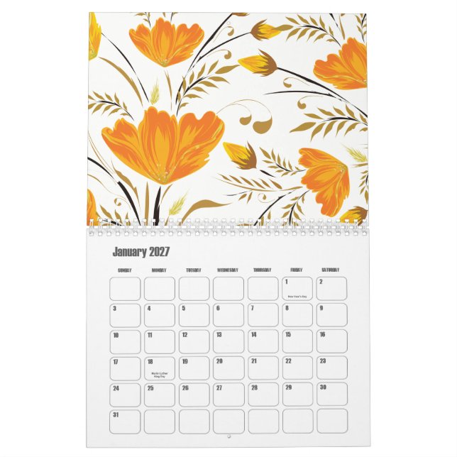 Calendrier Rose jaune (Jan 2027)